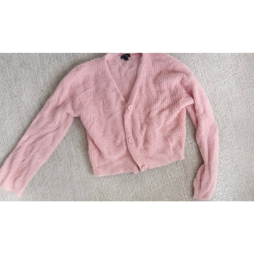 Girls Soft fuzzy Pink Button Cardigan Sweater Lightweight Cozy Size Large 10/12